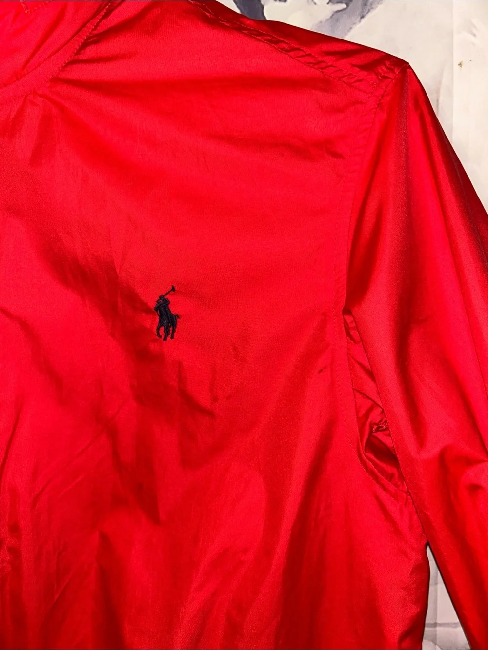 Vintage Polo Ralph Lauren Golf Windbreaker Bomber Jacket Red Small With Hood